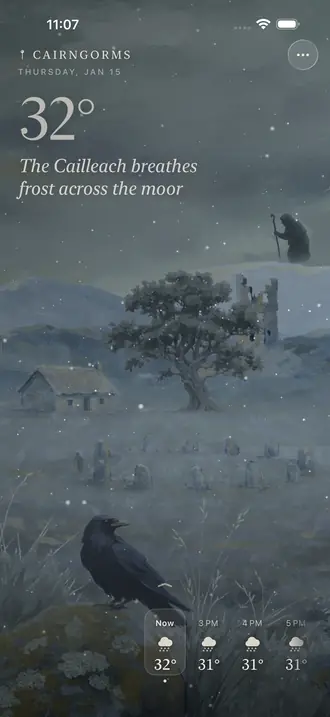 Snow in the Cairngorms with the Cailleach on the hill