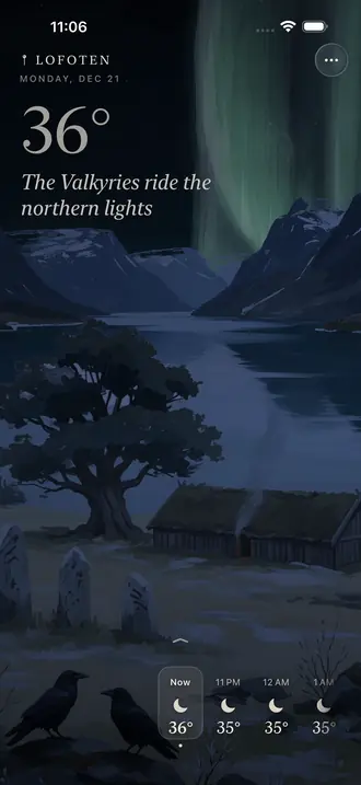 Aurora over Lofoten with Valkyries riding through it